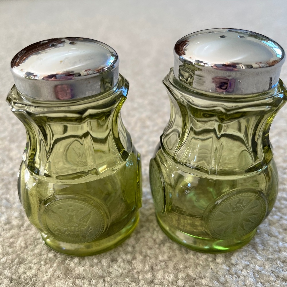 Fostoria Coin Glass salt and pepper shakers